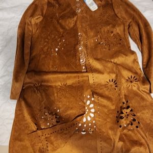 Forgotten Grace Brown faux suede duster. Medium